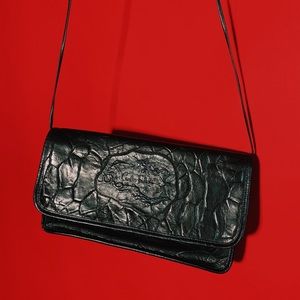 Vintage Carlos Falchi Black Leather Crossbody